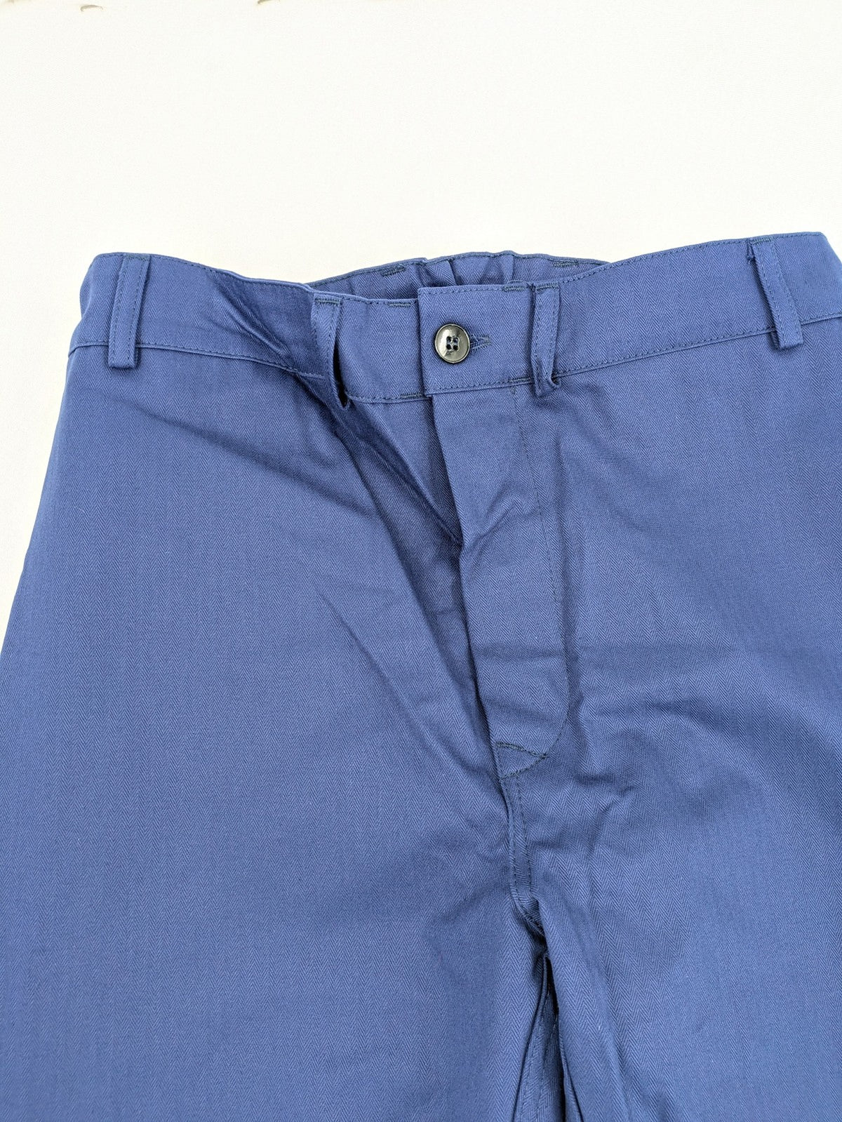 Uvex blue work pants 100% cotton with elastic waistband and straight leg design.