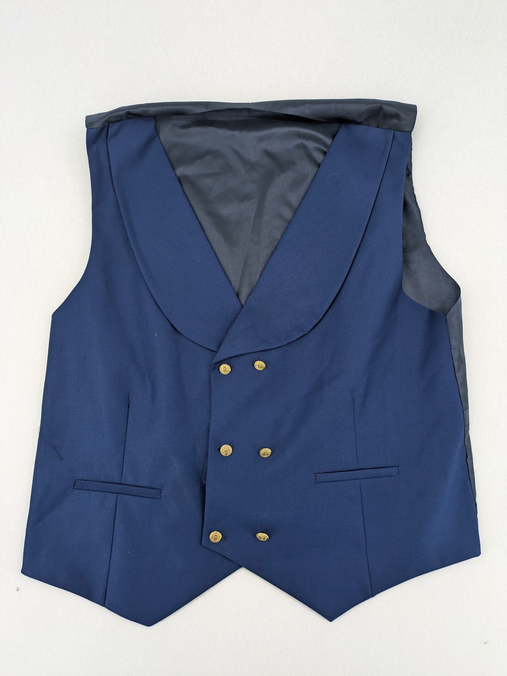 Senzo Rivolli blue slim fit suit, 3-piece, made of wool and viscose, elegant design.