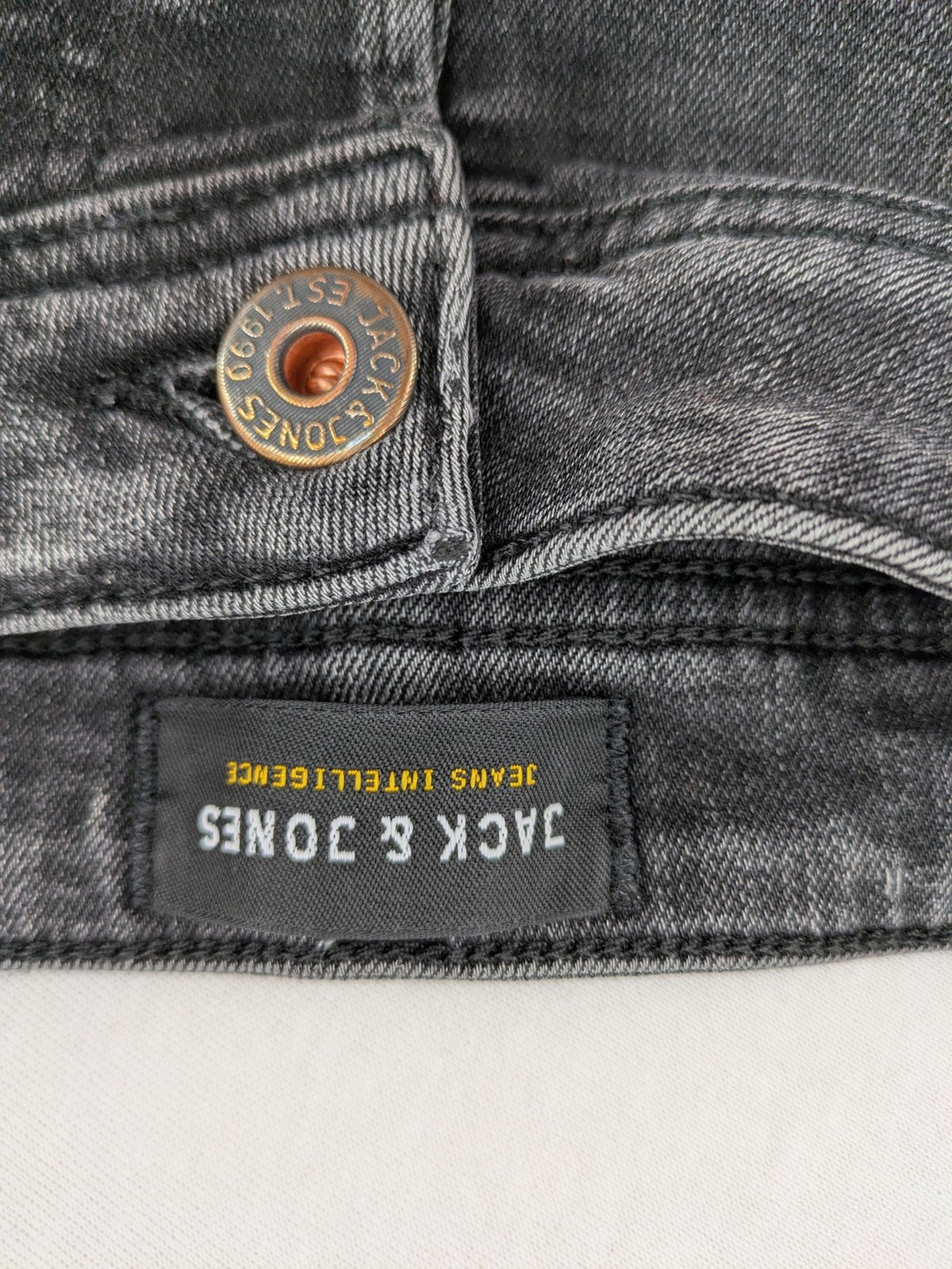 Jack & Jones straight jeans faded black grey wash five-pocket design stretch denim