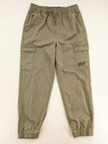 Y.F.K. khaki cargo pants with elastic cuffs, side pockets, and drawstring waistband.