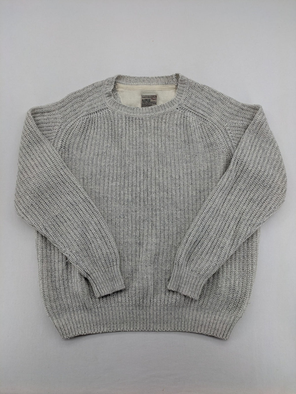 Globe-Trotter grey turtle neck jumper ribbed knit with raglan sleeves.