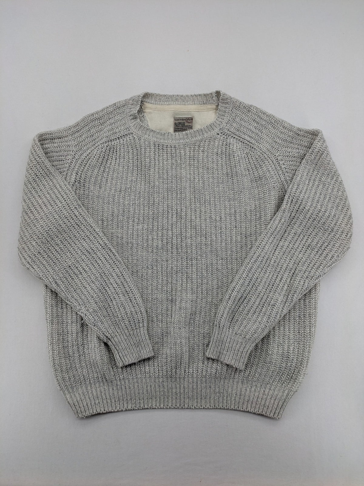 Globe-Trotter grey turtle neck jumper ribbed knit with raglan sleeves.