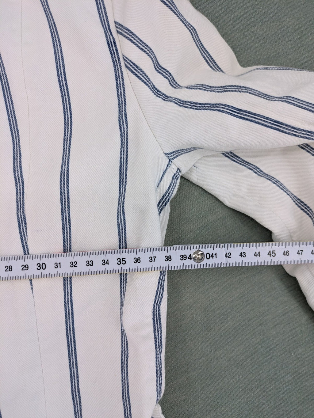 Miss Sixty vintage blazer white and blue striped cotton with logo and unique button closures.