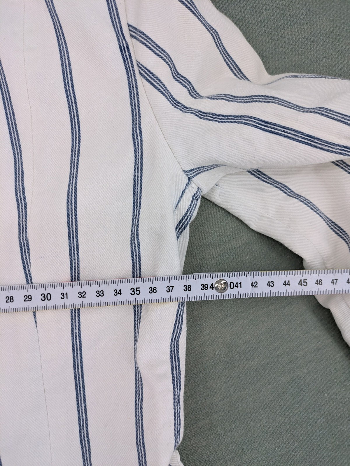 Miss Sixty vintage blazer white and blue striped cotton with logo and unique button closures.