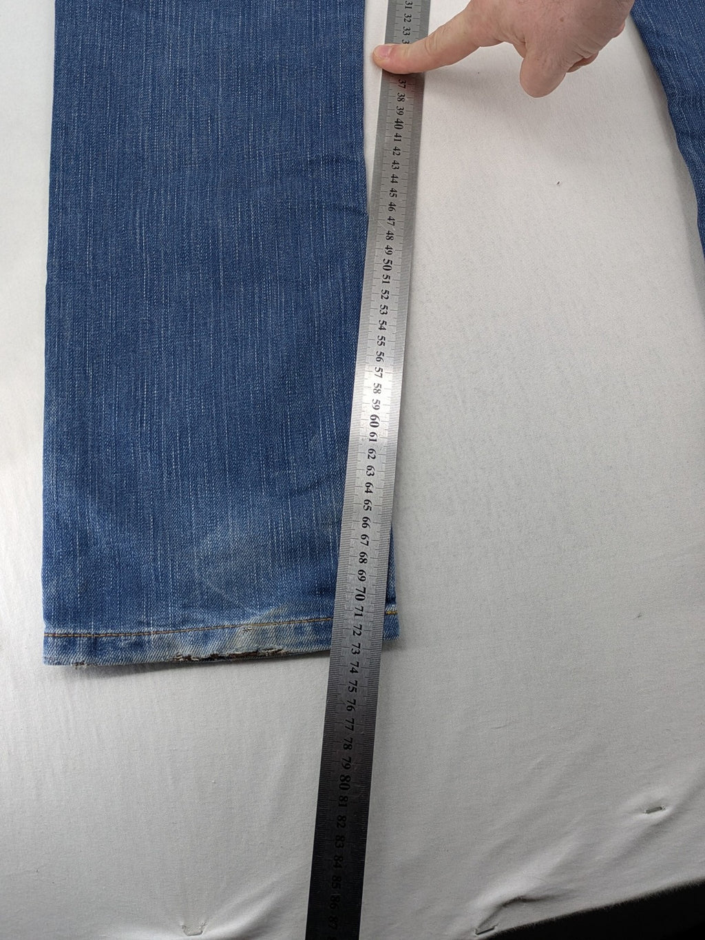 Element blue straight jeans with classic button fly and 5-pocket design.