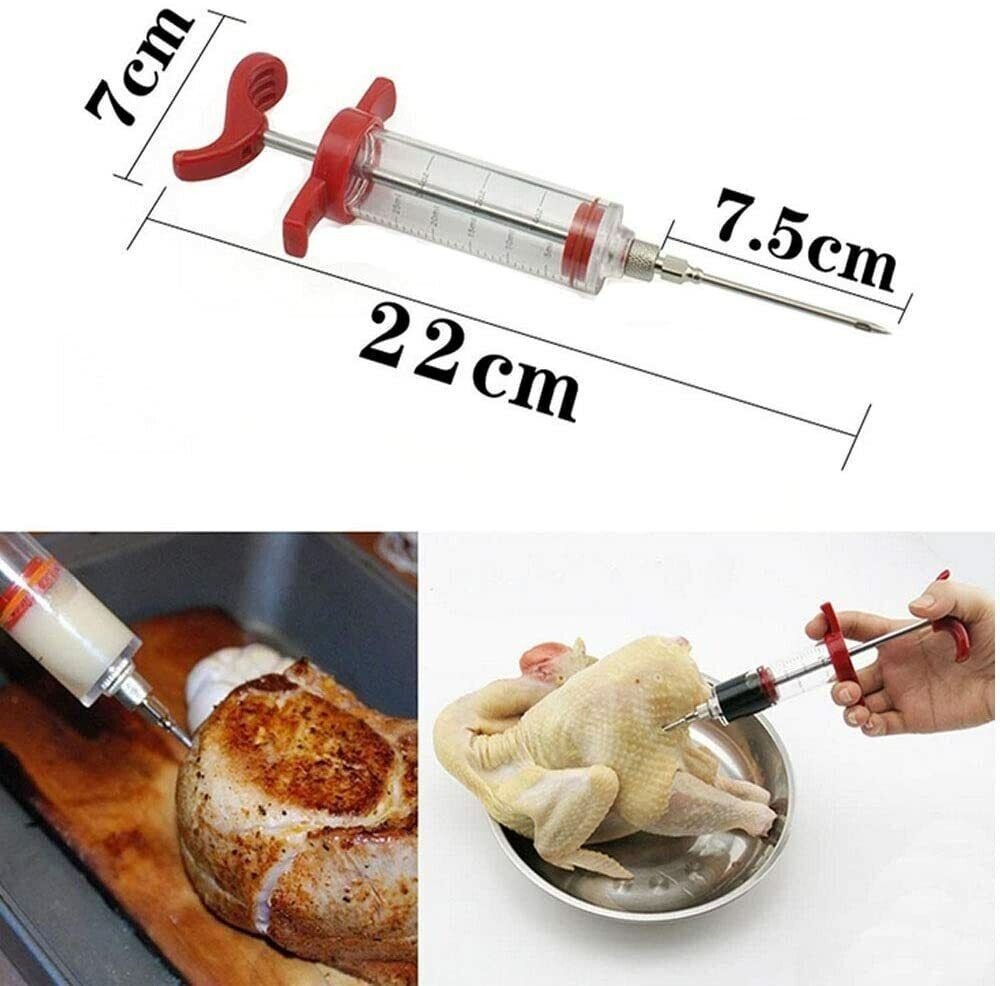 Bratenspritze white stainless steel marinade injector with durable design and precise needle.