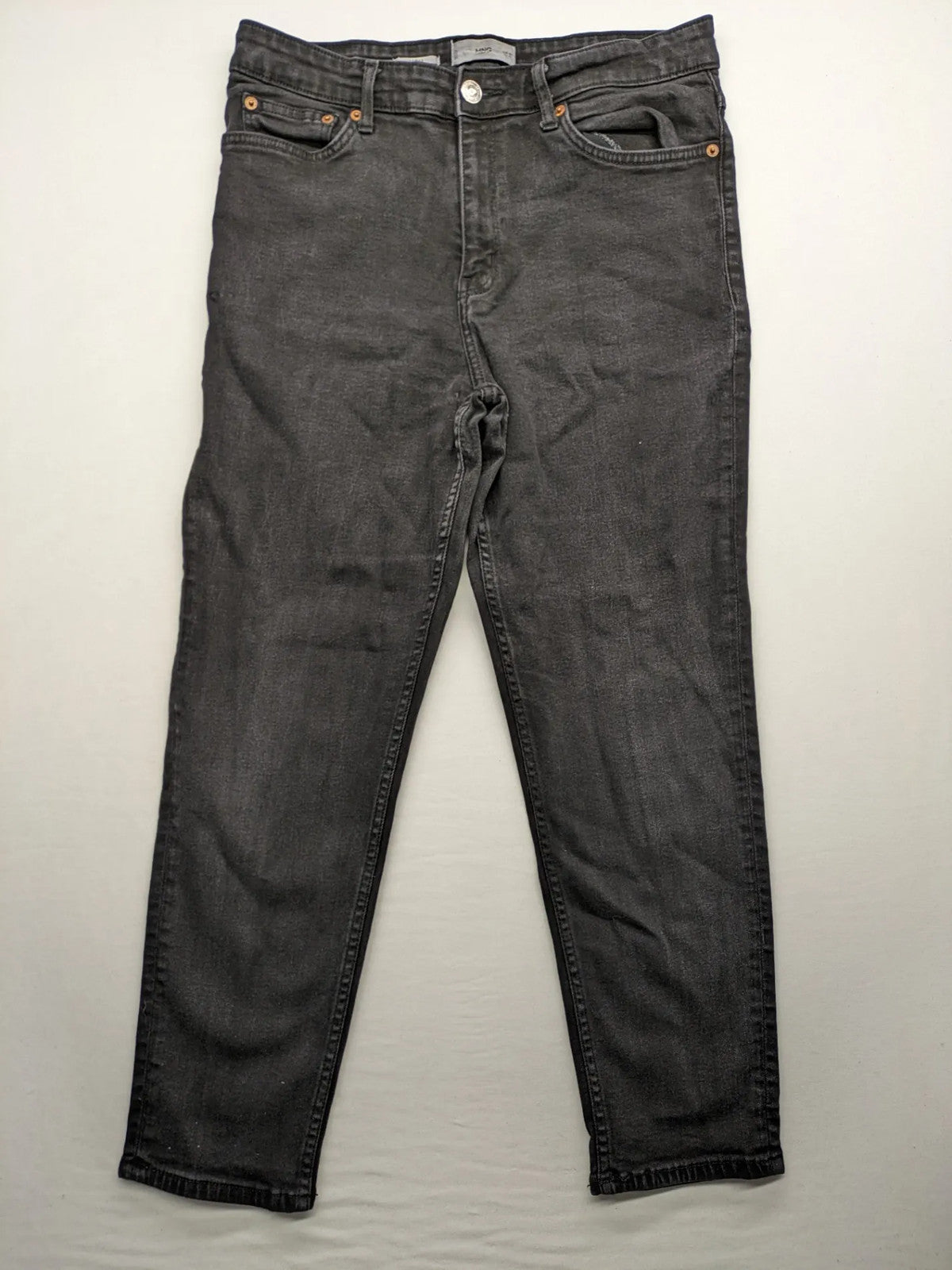 MNG grey straight jeans high waist 5-pocket design authentic denim.