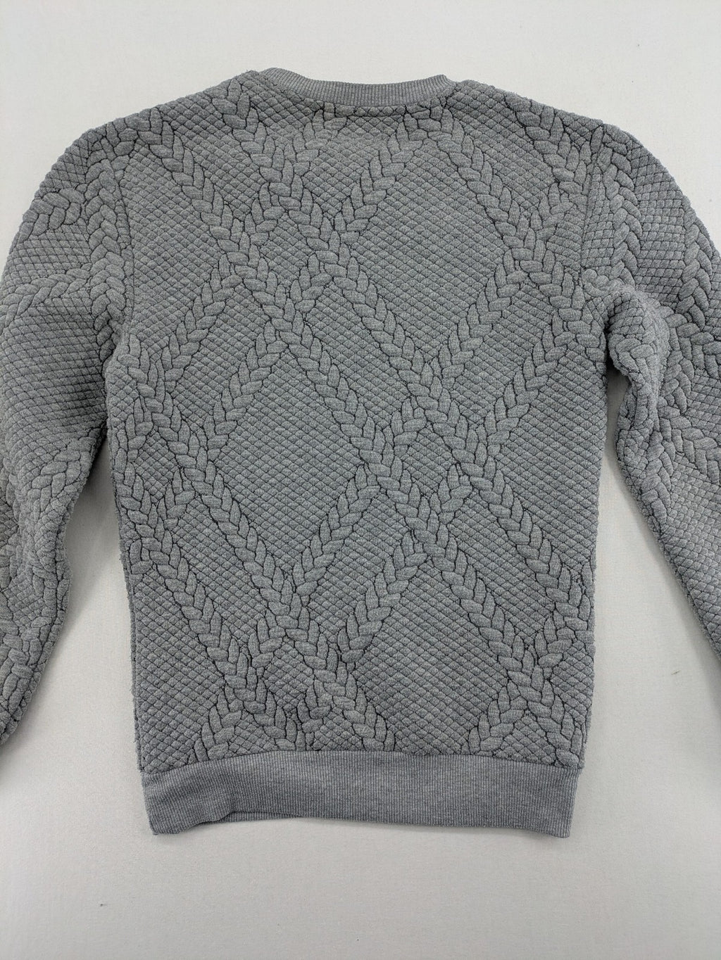 Zara Man grey turtle neck jumper textured cable knit pattern classic fit