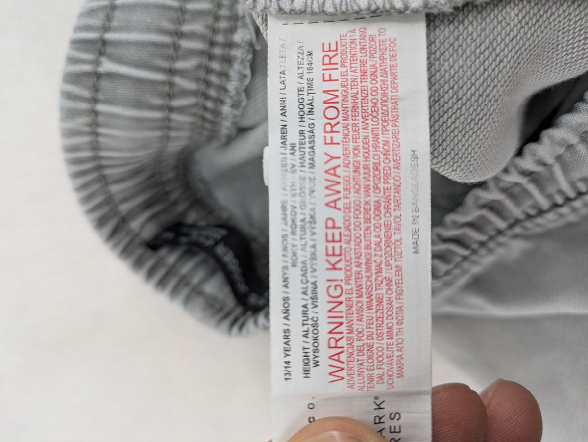 Denim & Co. grey jogger jeans with elastic waistband and ankle cuffs, cotton material.