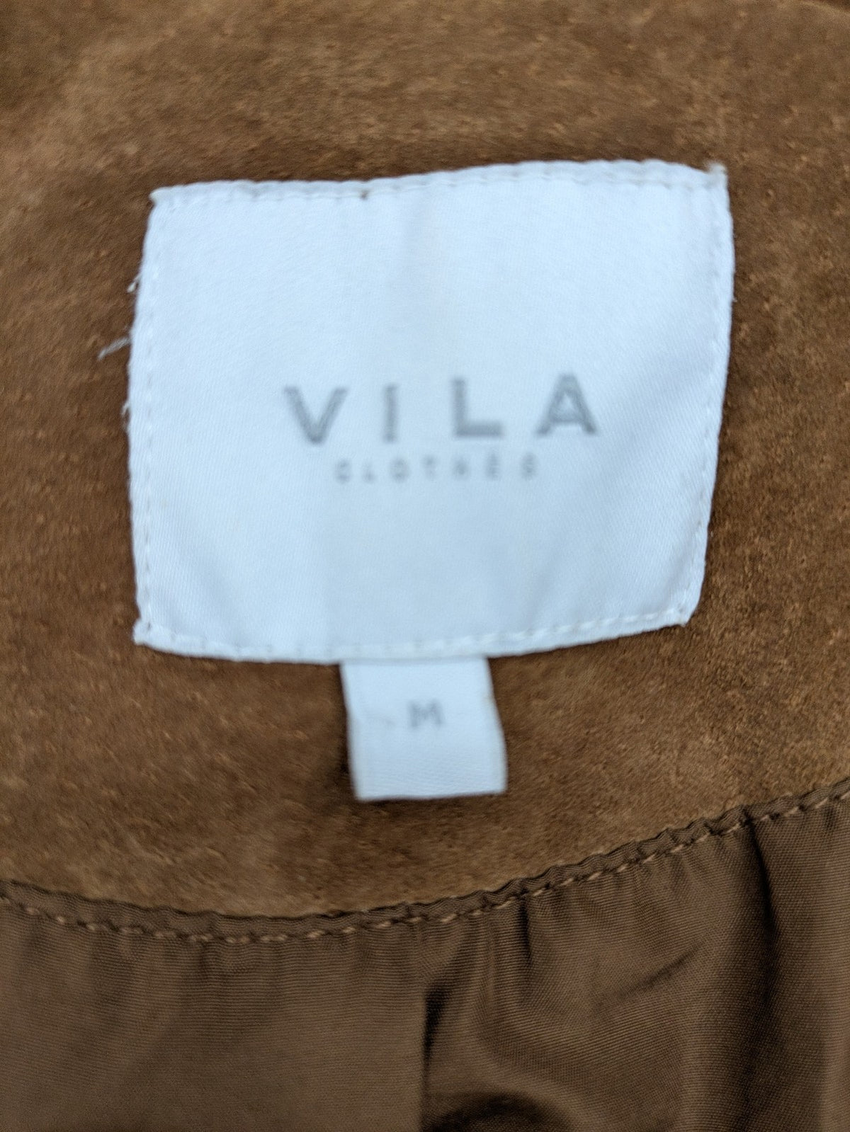 Vila brown biker jacket Vicris soft suede asymmetric zipper metal details