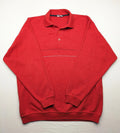Wind Sportswear red turtle neck jumper with classic polo collar and zigzag stitching.