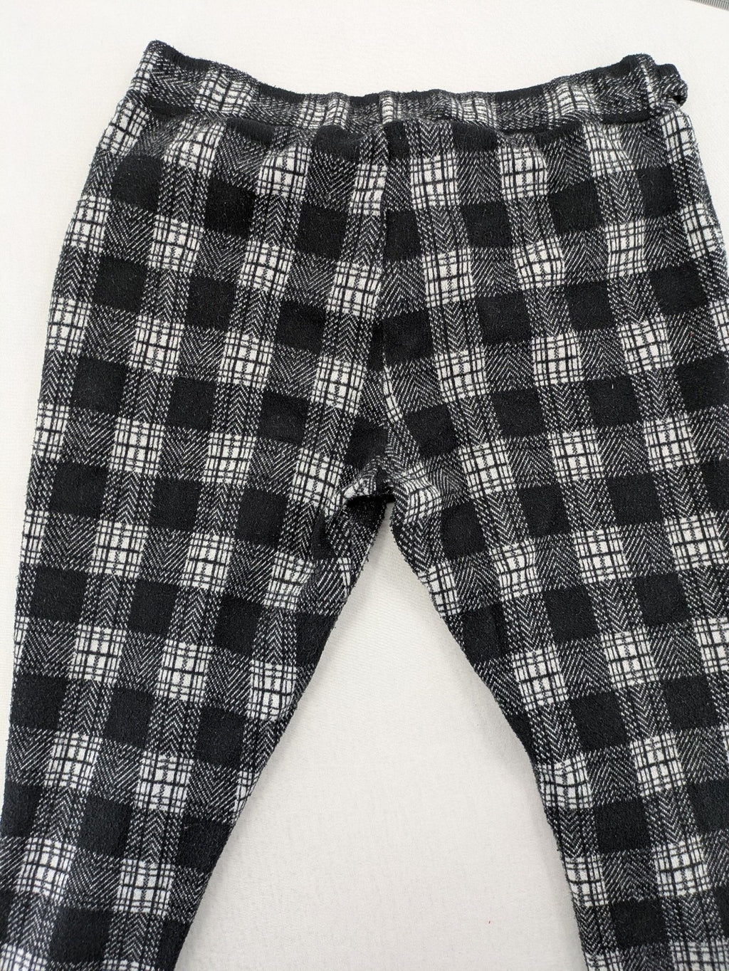 Frawoman loungewear black grey white checkered pants soft cotton adjustable drawstring waistband