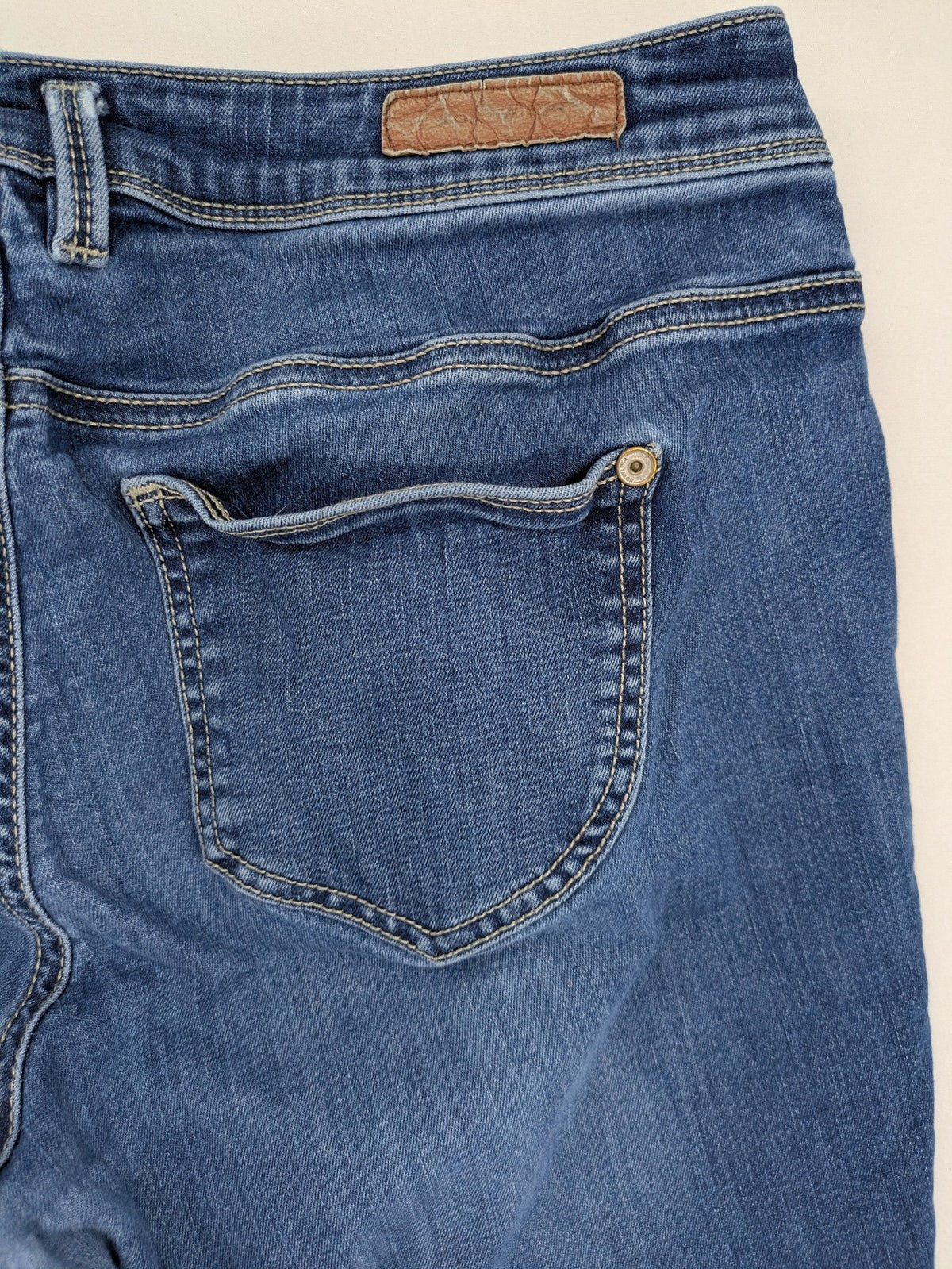 Tom Tailor blue straight jeans Alexa model, classic 5-pocket style, stretch denim material.