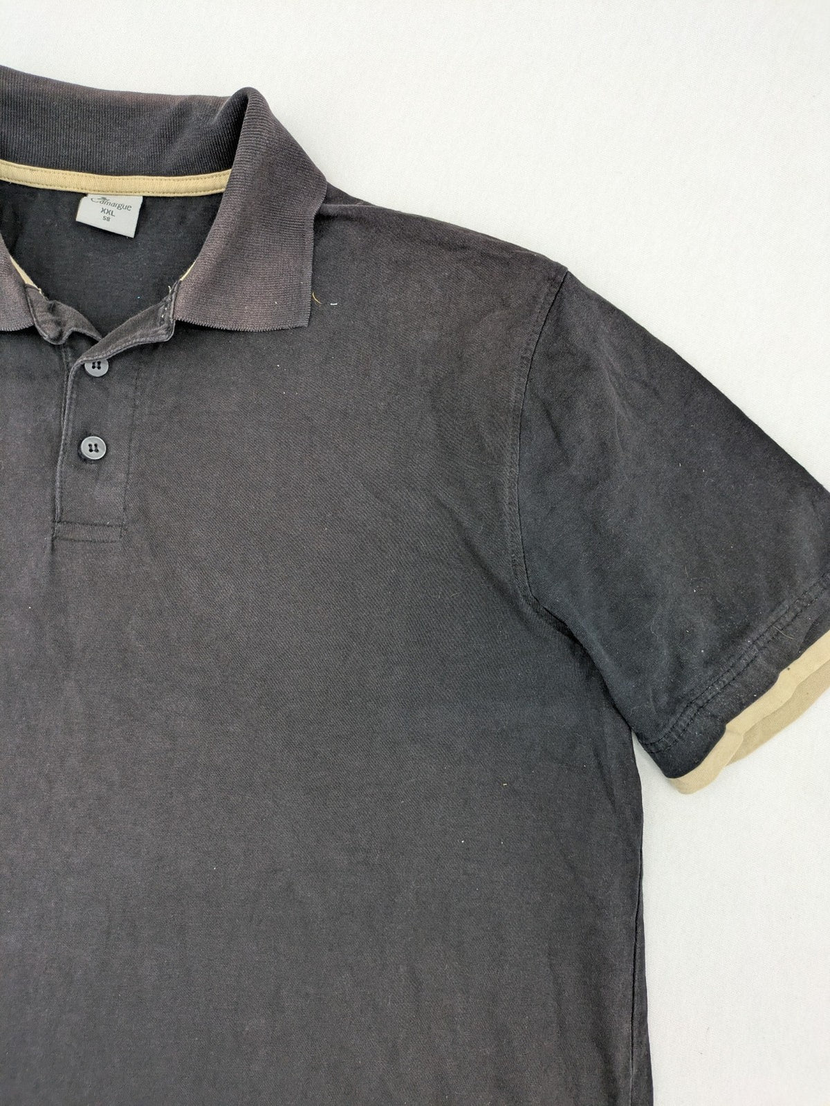 Camargue beige polo shirt cotton short sleeves contrast trim classic collar
