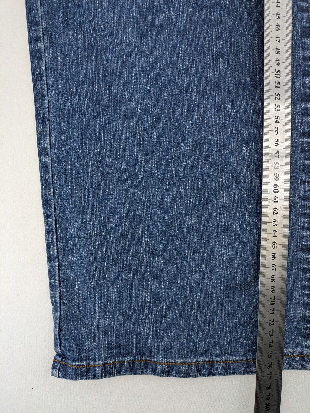 RE&X blue straight jeans dark wash five-pocket design stretch denim material
