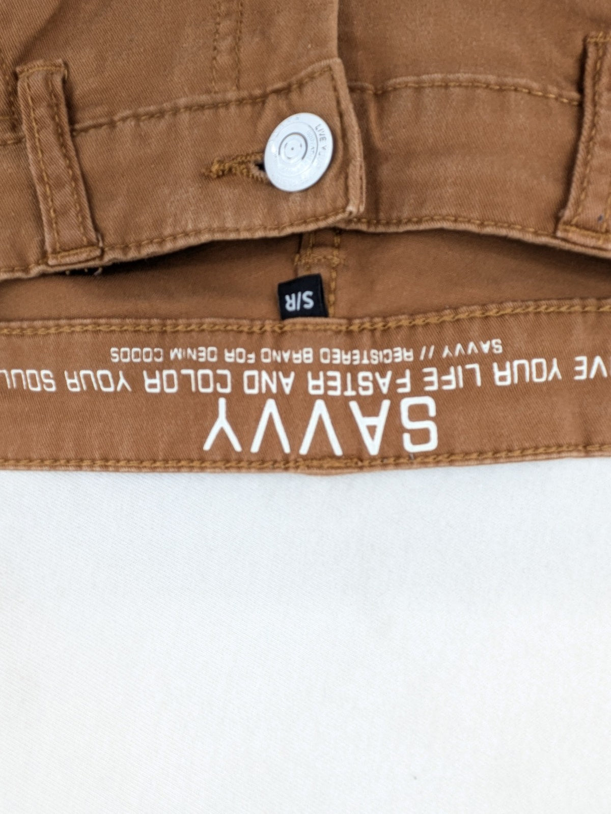 Savvy brown skinny jeans, classic 5-pocket design, made from cotton stretch twill.