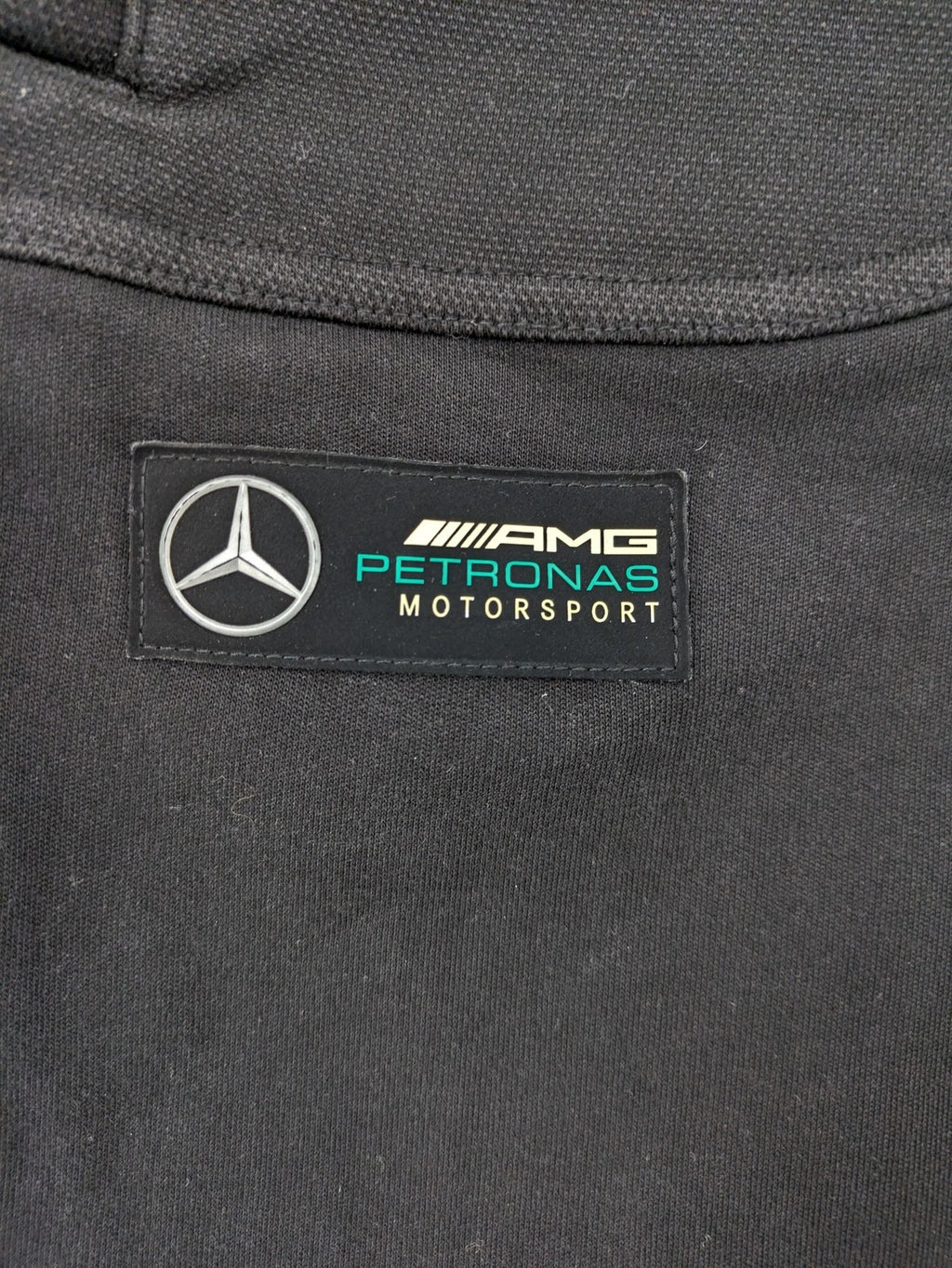 Puma grey sweatshorts featuring Mercedes AMG Petronas logo and elastic waistband.