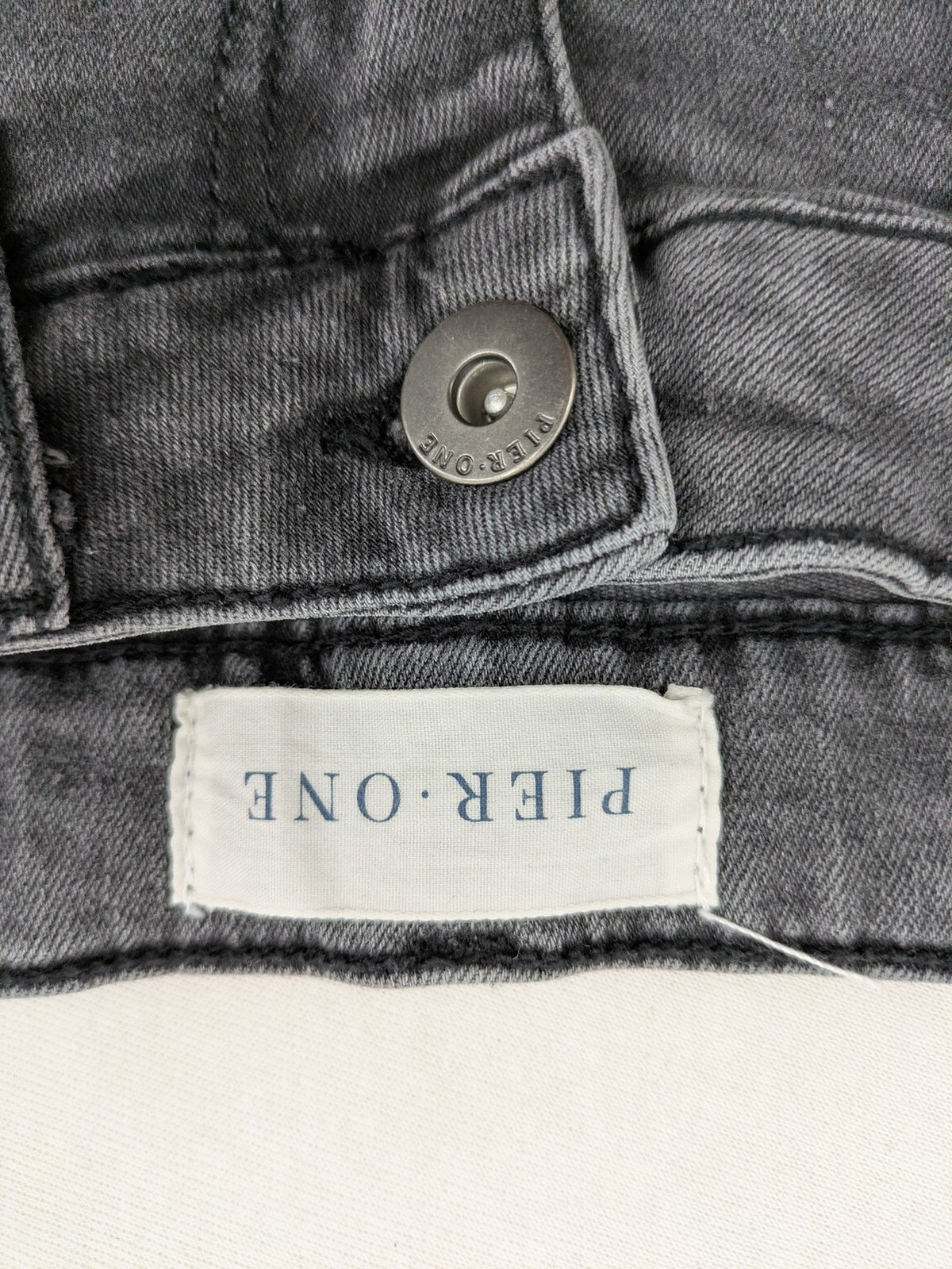 Pier One grey slim fit jeans with classic five-pocket design and washed stretch denim.