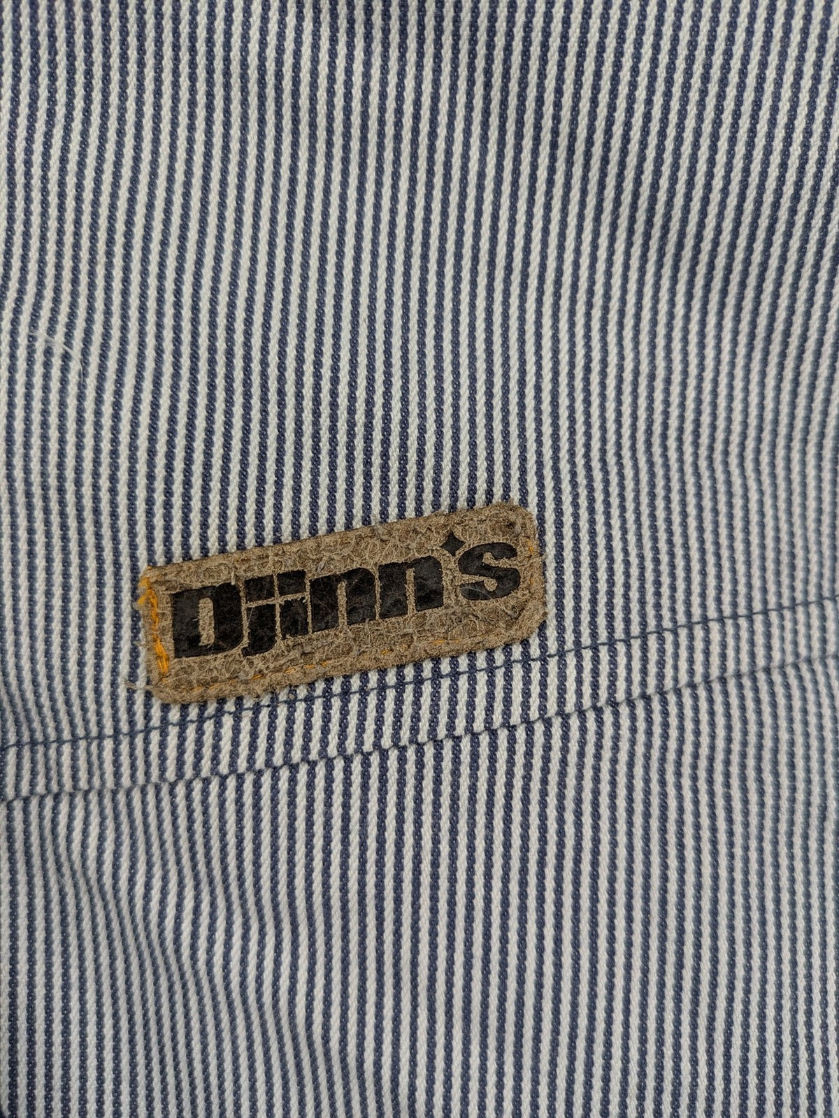 Djinns grey navy striped hoodie full zip with wooden button details and logo patches.