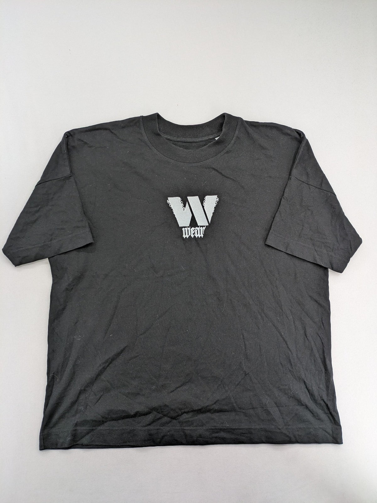 W wear grey t-shirt size XL embroidered logo 100% organic cotton