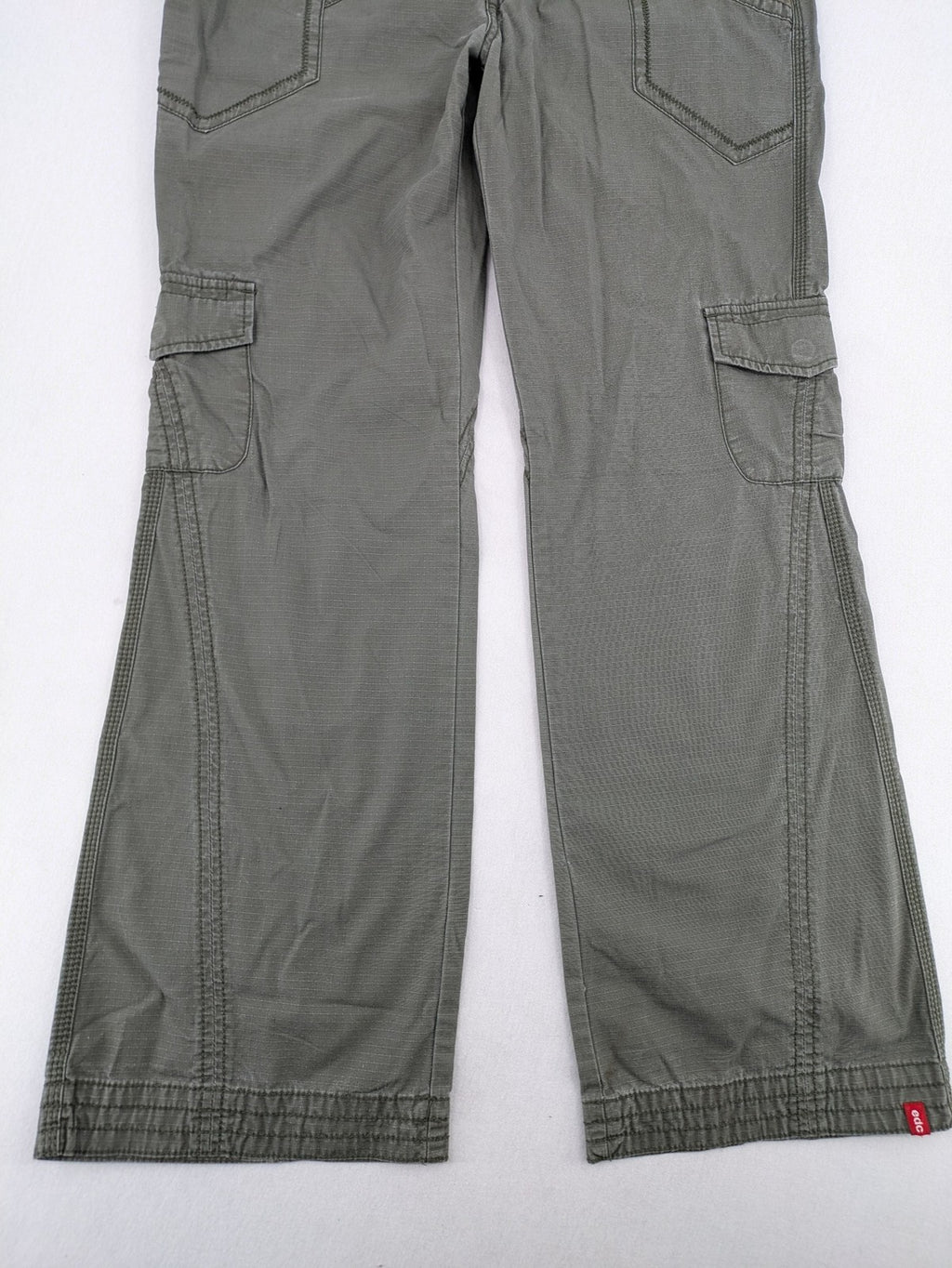 edc by Esprit khaki cargo pants ripstop fabric with multiple pockets and button fly