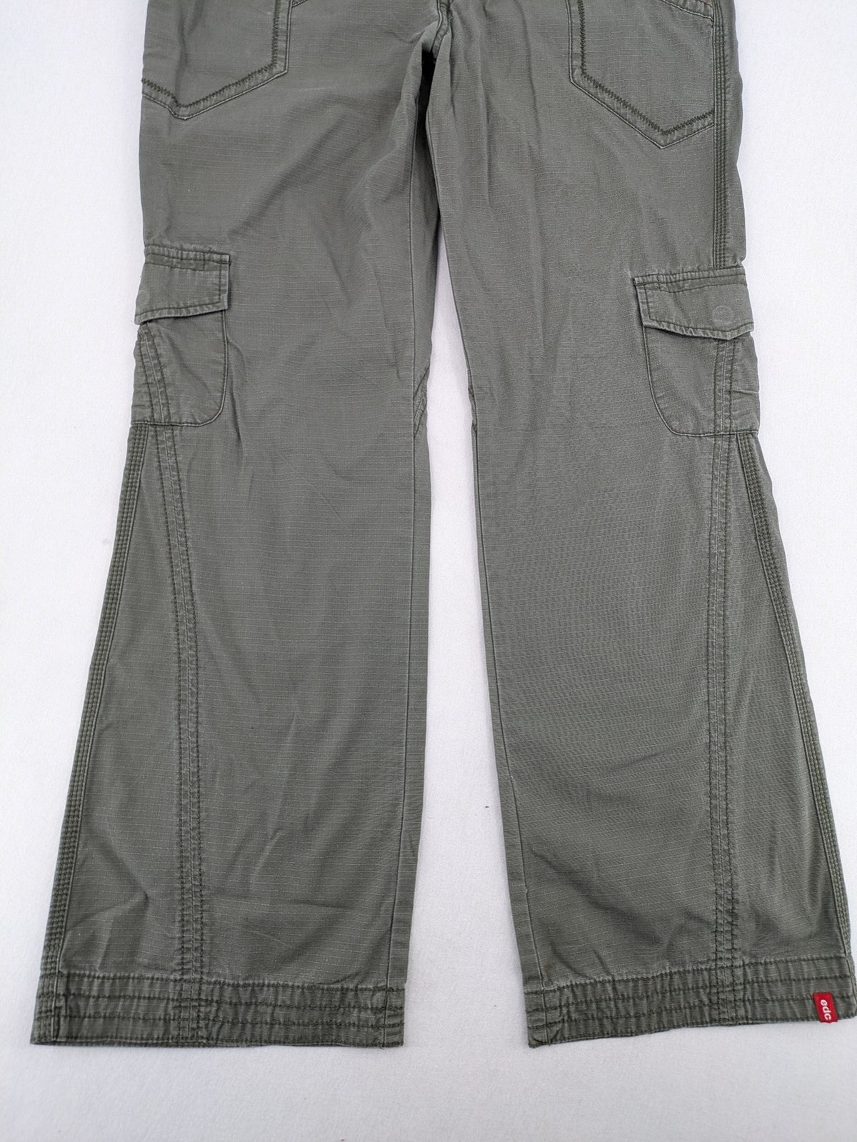edc by Esprit khaki cargo pants ripstop fabric with multiple pockets and button fly