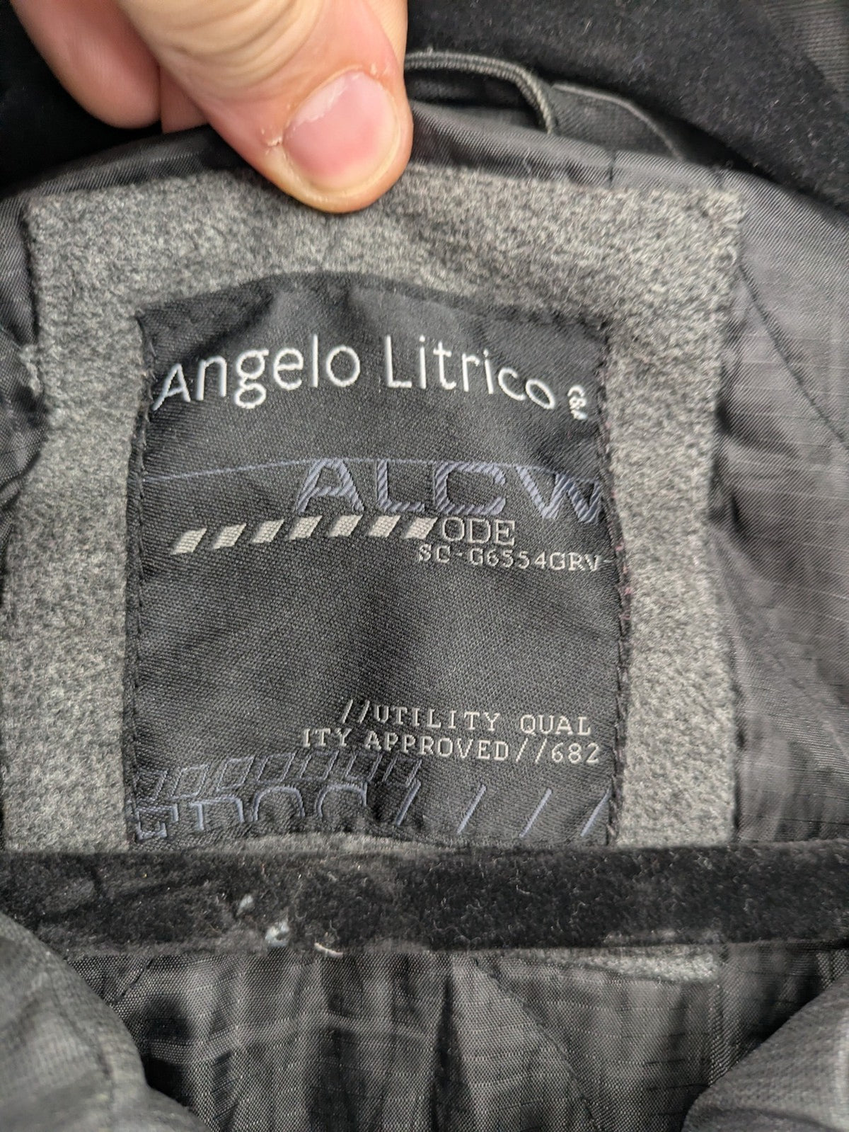 Angelo Litrico grey pilot jacket with removable hood, zip closure, and multiple pockets.