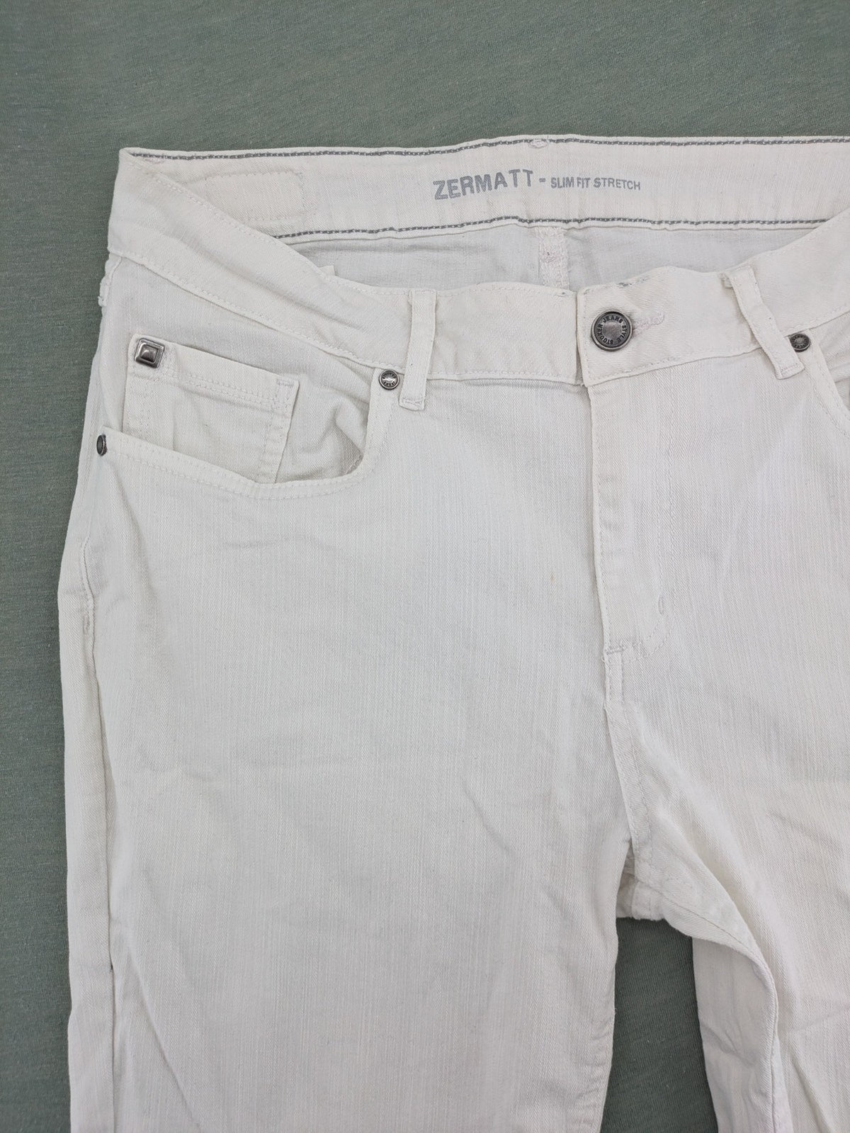 STOCKER white slim fit straight jeans classic 5-pocket design soft cotton blend