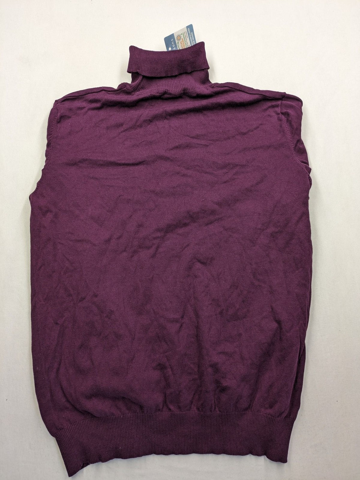 Watsons turtle neck jumper burgundy fine knit with ribbed collar and tag.