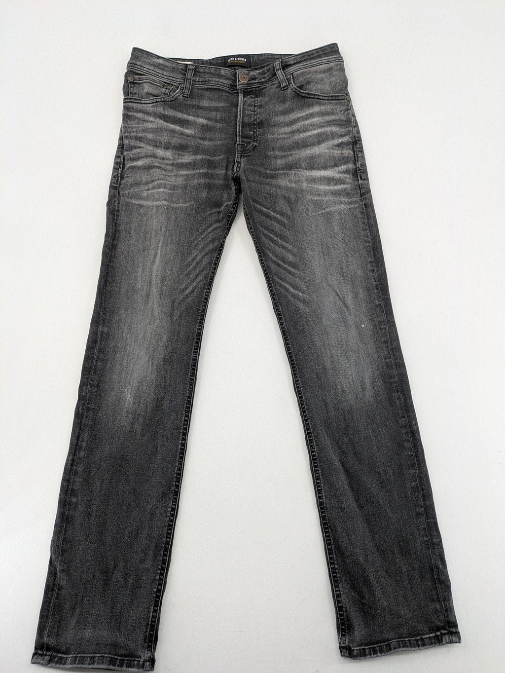 Jack & Jones straight jeans faded black grey wash five-pocket design stretch denim
