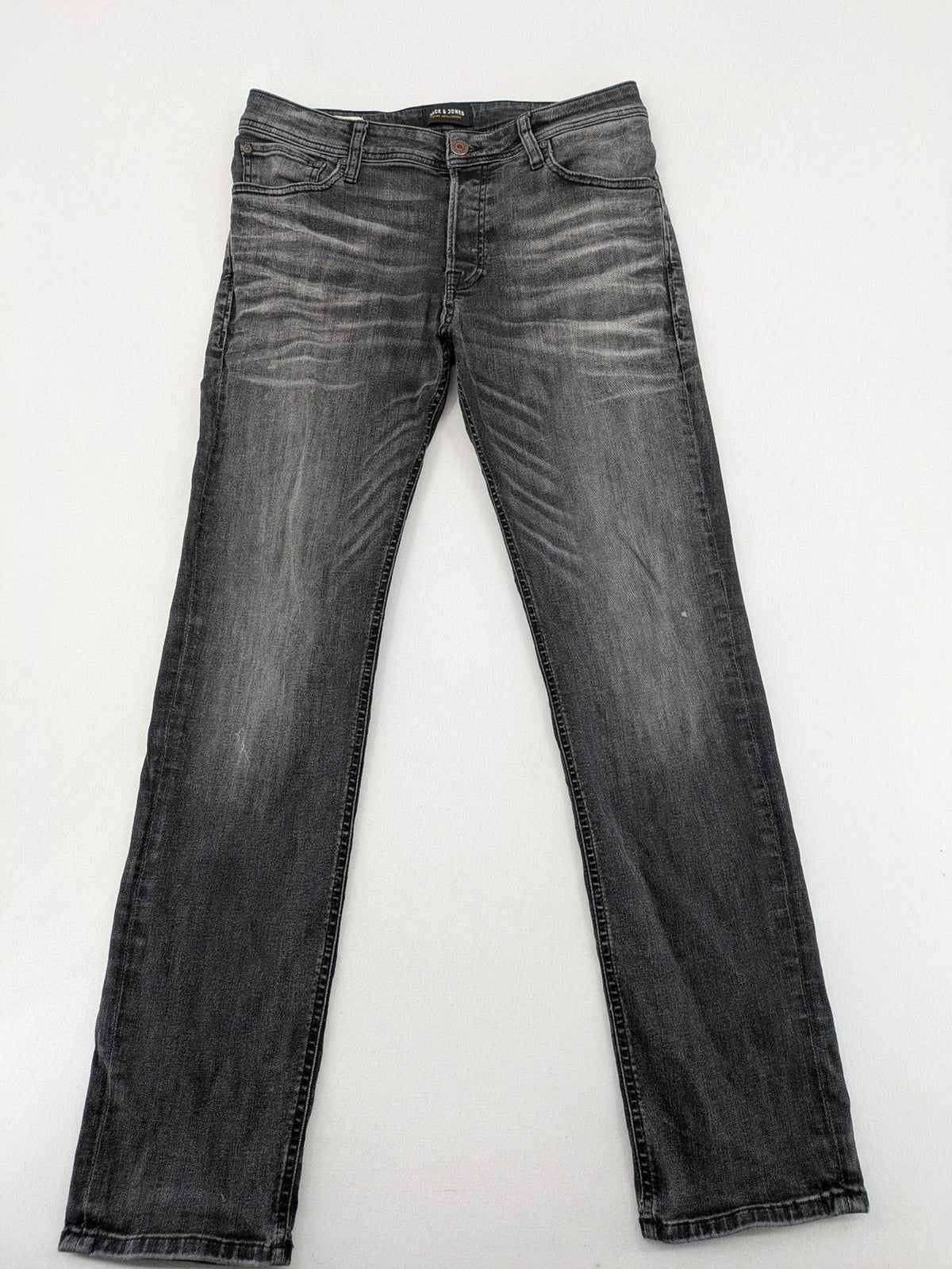 Jack & Jones straight jeans faded black grey wash five-pocket design stretch denim