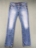 Pepe Jeans blue straight jeans with Union Jack embroidery and distressed denim finish.