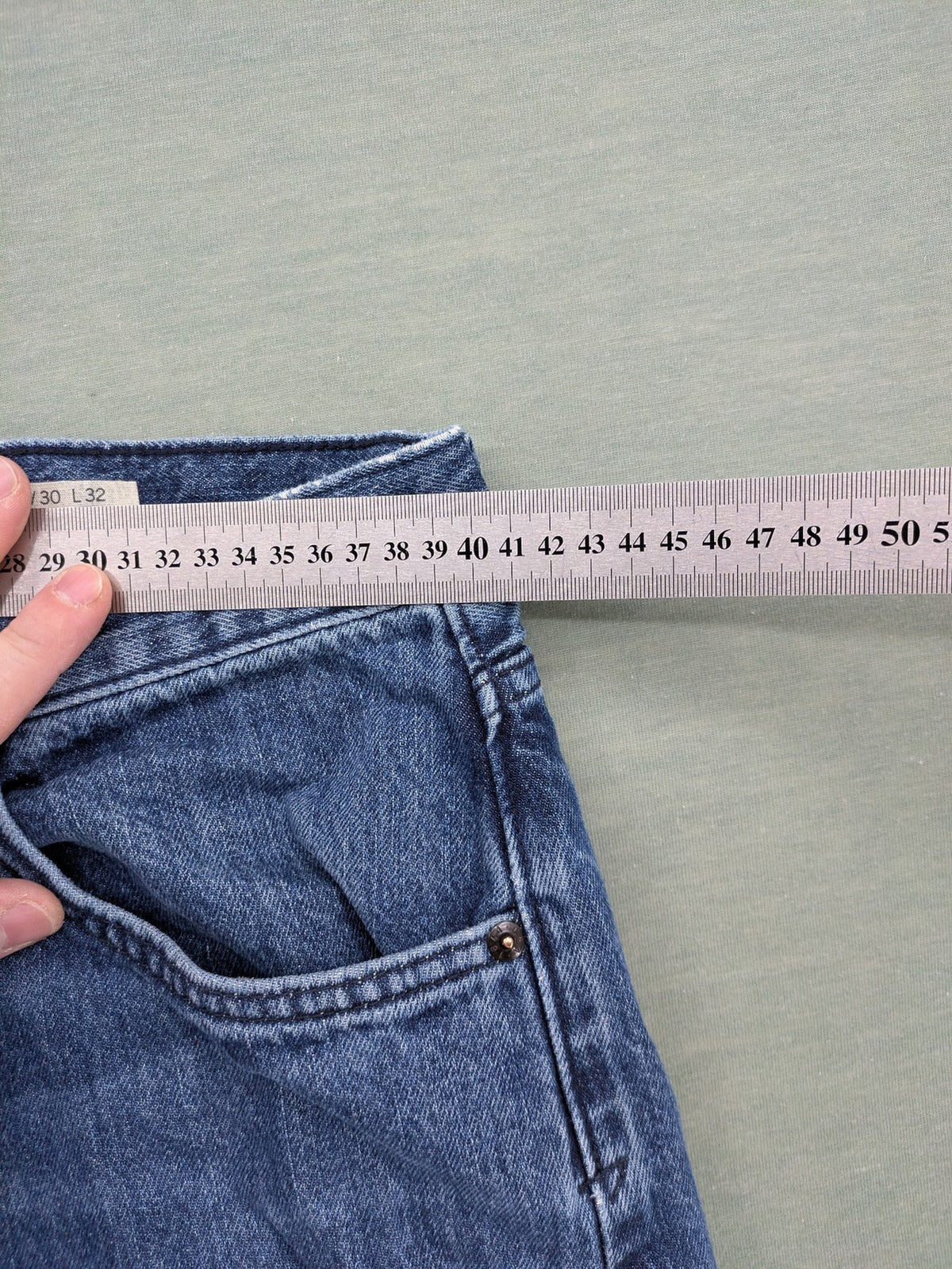 C&A blue straight jeans relaxed fit classic 5-pocket style washed denim look
