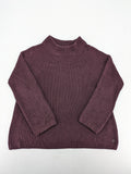 Monari burgundy knit jumper with standing collar, ribbed texture, and raglan sleeves.