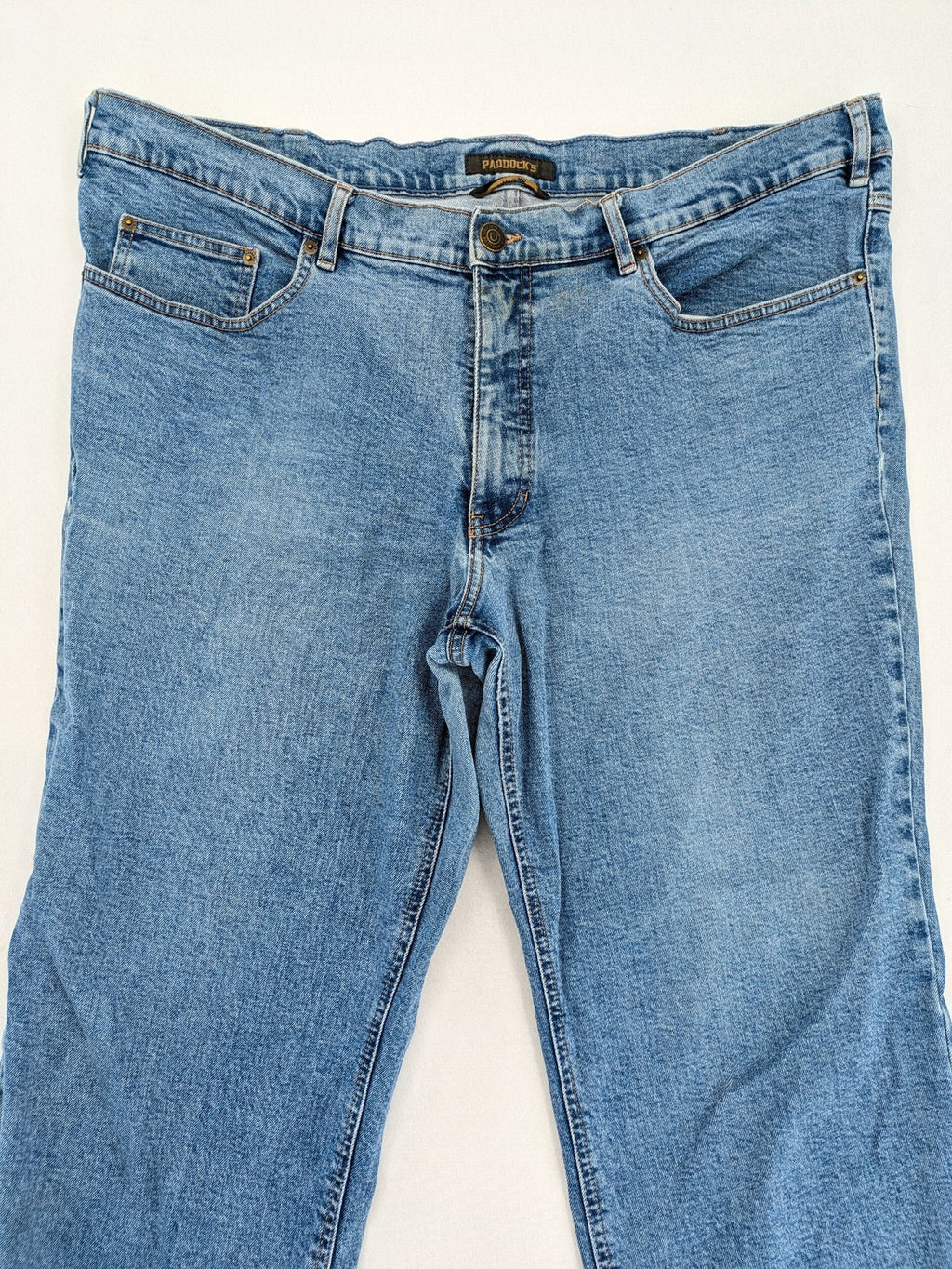Paddock's blue straight jeans classic 5-pocket style with zipper, comfortable stretch denim.