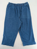 Denim & Co. blue capri pants with elastic waistband and side pockets, cotton blend.