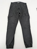 DEF black cargo jogging pants tapered leg elastic waistband multiple pockets