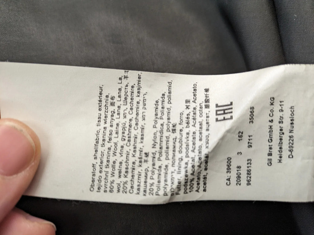 Gil Bret grey coat cashmere blend asymmetrical zipper two zip pockets