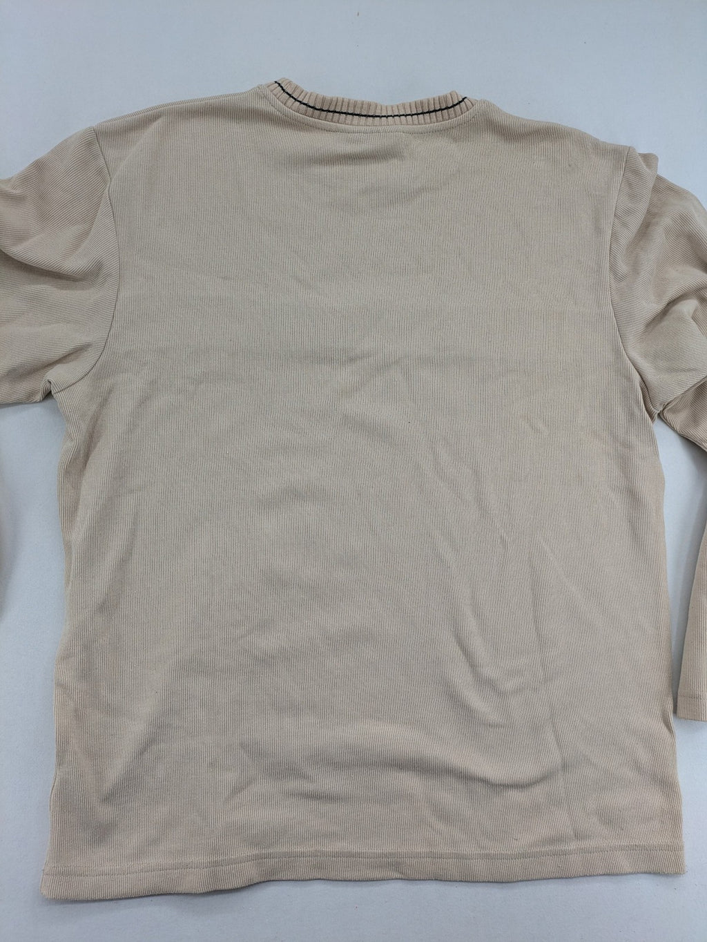 s.Oliver beige turtle neck jumper with ribbed texture and embroidered logo on chest