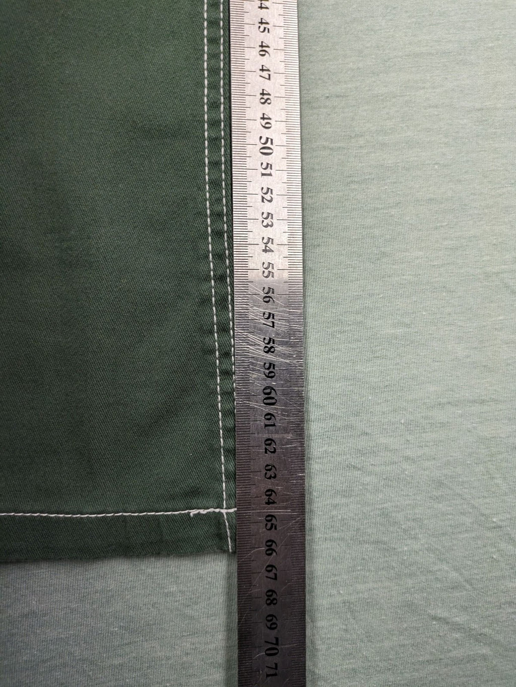 BPC Bonprix green pants wide leg high waist with white contrast stitching