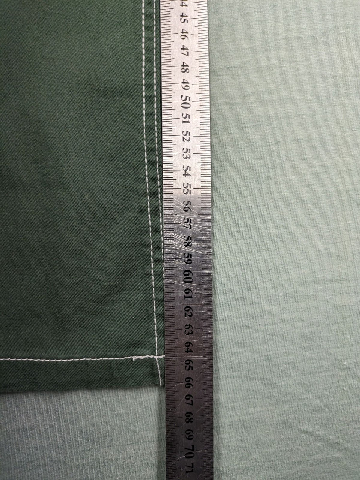 BPC Bonprix green pants wide leg high waist with white contrast stitching