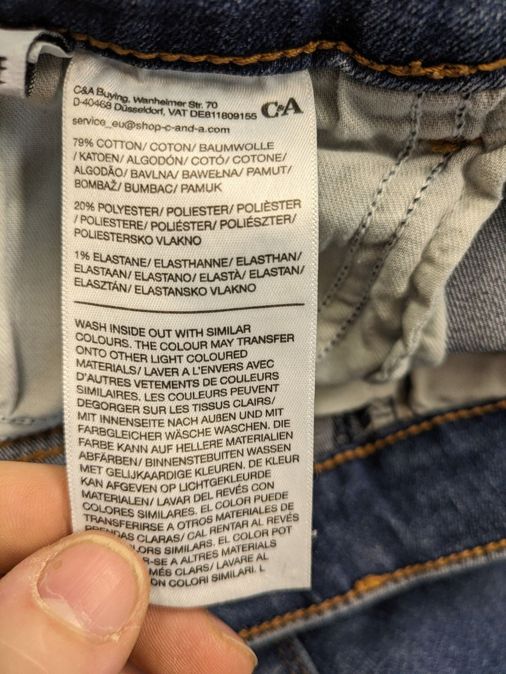C&A blue high slim straight jeans with high waist, classic 5-pocket design, stretch denim.
