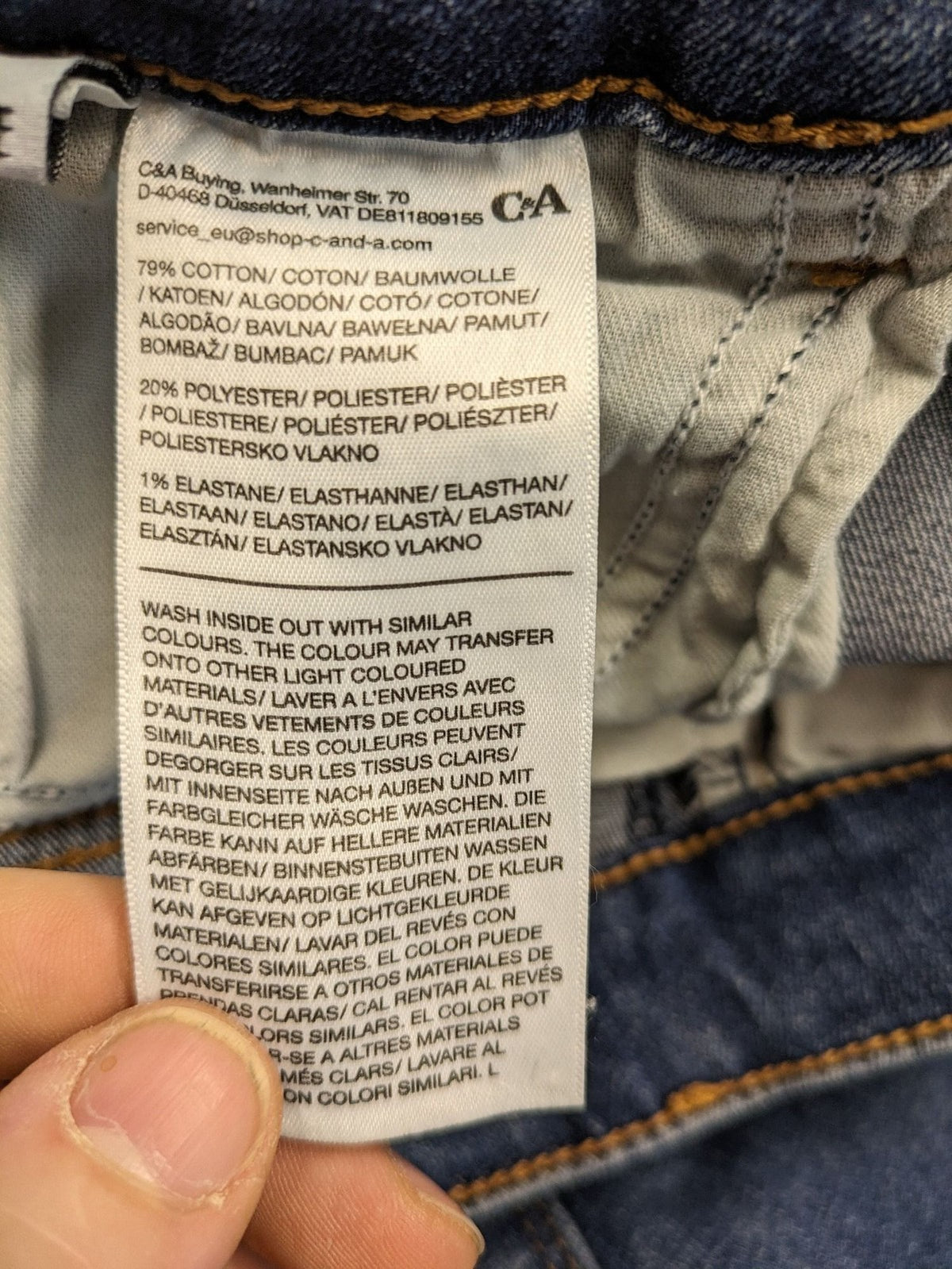 C&A blue high slim straight jeans with high waist, classic 5-pocket design, stretch denim.