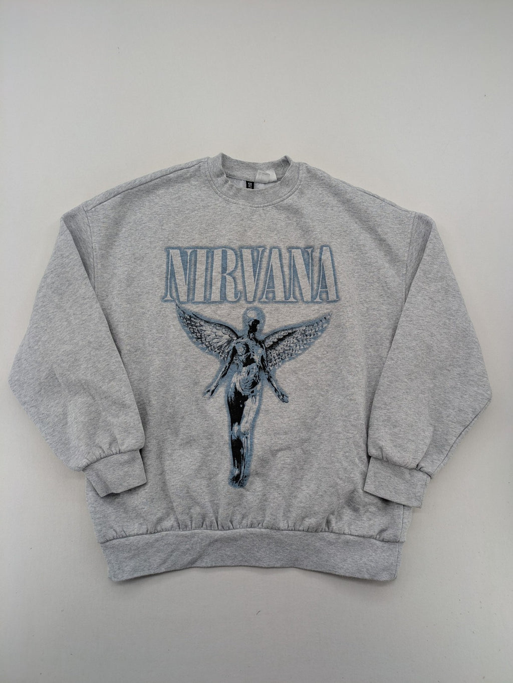 H&M Divided grey turtle neck jumper featuring Nirvana "In Utero" angel graphic.