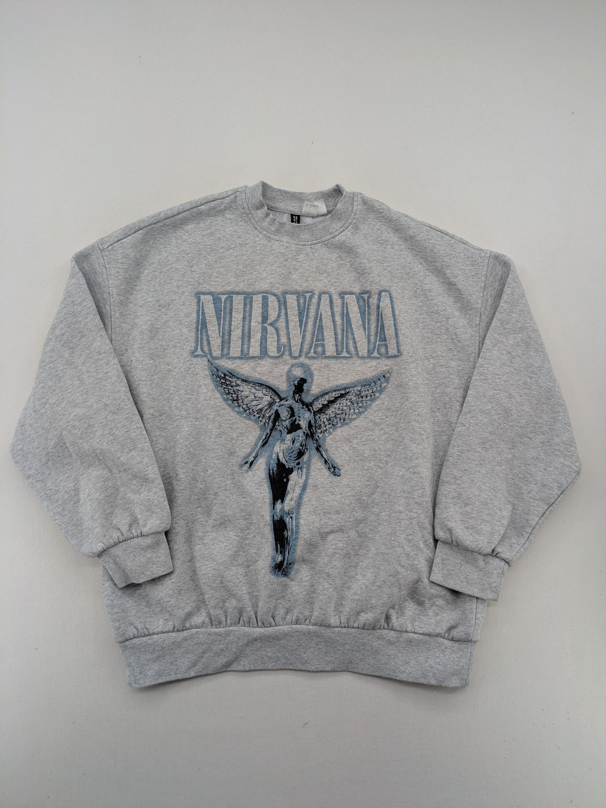 H&M Divided grey turtle neck jumper featuring Nirvana "In Utero" angel graphic.