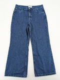 Tchibo blue straight jeans with five-pocket design and wide leg cut in durable cotton.