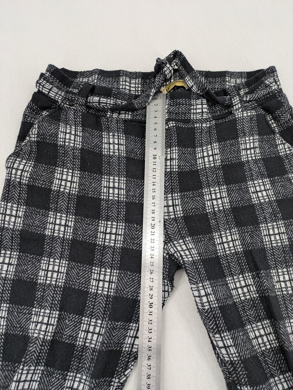 Frawoman loungewear black grey white checkered pants soft cotton adjustable drawstring waistband