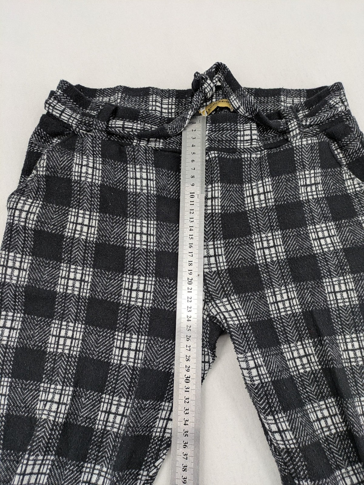 Frawoman loungewear black grey white checkered pants soft cotton adjustable drawstring waistband