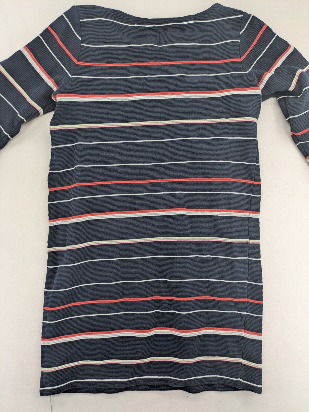 Marc O'Polo striped dress navy blue with red and white stripes, 3/4 sleeves, cotton.