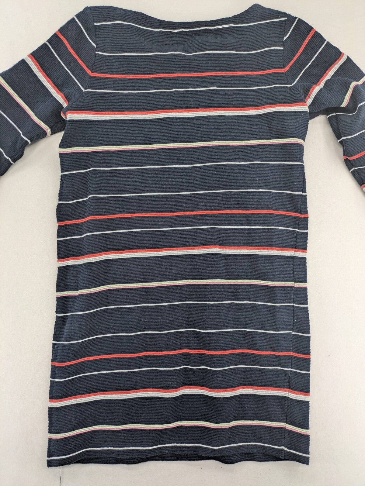 Marc O'Polo striped dress navy blue with red and white stripes, 3/4 sleeves, cotton.